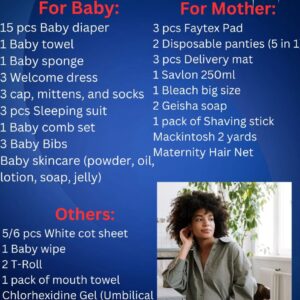 Maternity | Delivery List: Basic Package. items needed for delivery at hospital. newborn