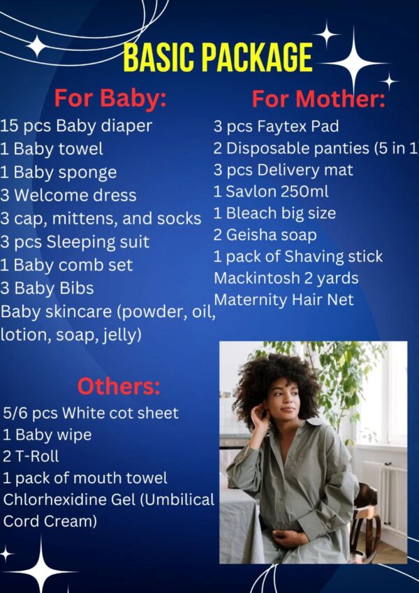 Maternity | Delivery List: Basic Package. items needed for delivery at hospital. newborn